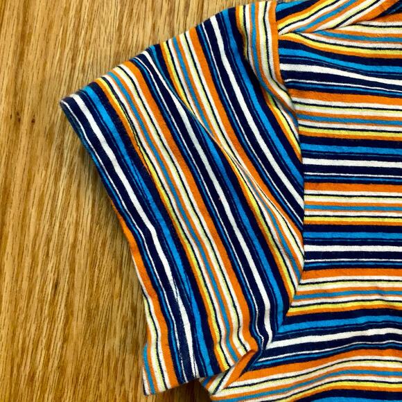 Guess Y2k Blue Orange Striped Cropped Tee Shirt Youth XLarge Womens Small/Medium - Picture 5 of 16